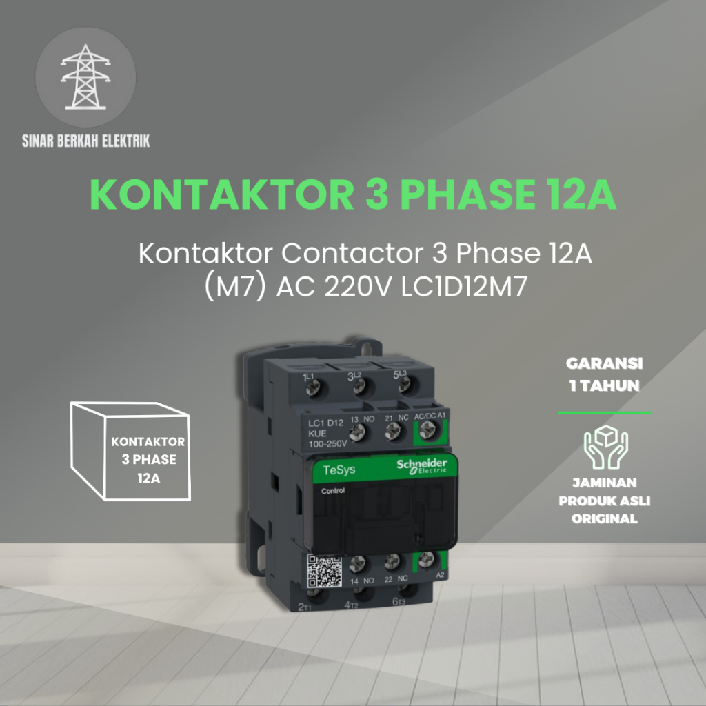Jual Kontaktor Contactor 3 Phase 12A (M7) AC 220V LC1D12M7 | Shopee ...