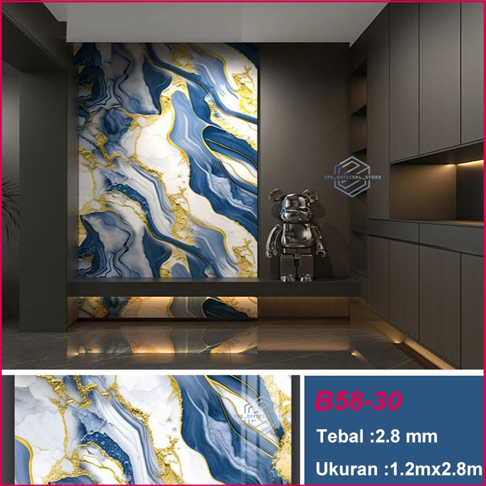 Estation - Wallpaper Dinding Motif Vinyl Marble Foam Roll Sticker Kamar Dekorasi PET 120 x 280cm