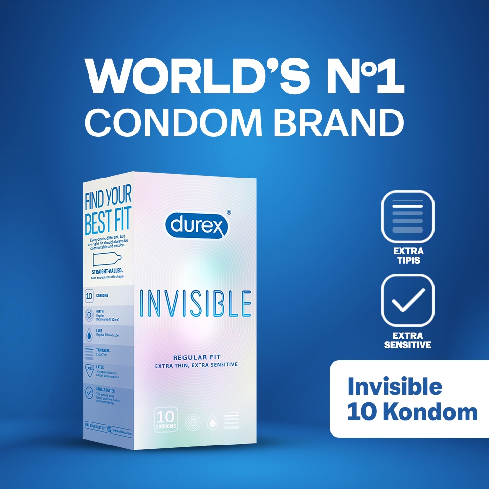 Jual Durex Invisible Kondom Super Tipis Kondom Aman Pria 10s - Condom ...