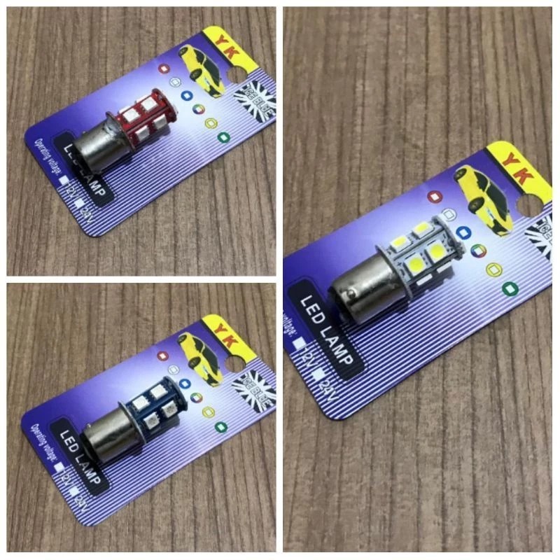 Jual (COD) Lampu / Dop Stop Rem Led model Jagung 13 mata Merah Biru ...