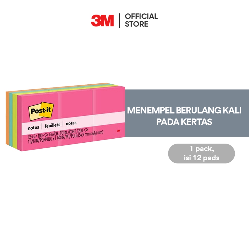 Jual 3M™ Post-it® Sticky Notes 653AN, Poptimistic, 1 3/8 IN X 1 7/8 IN ...