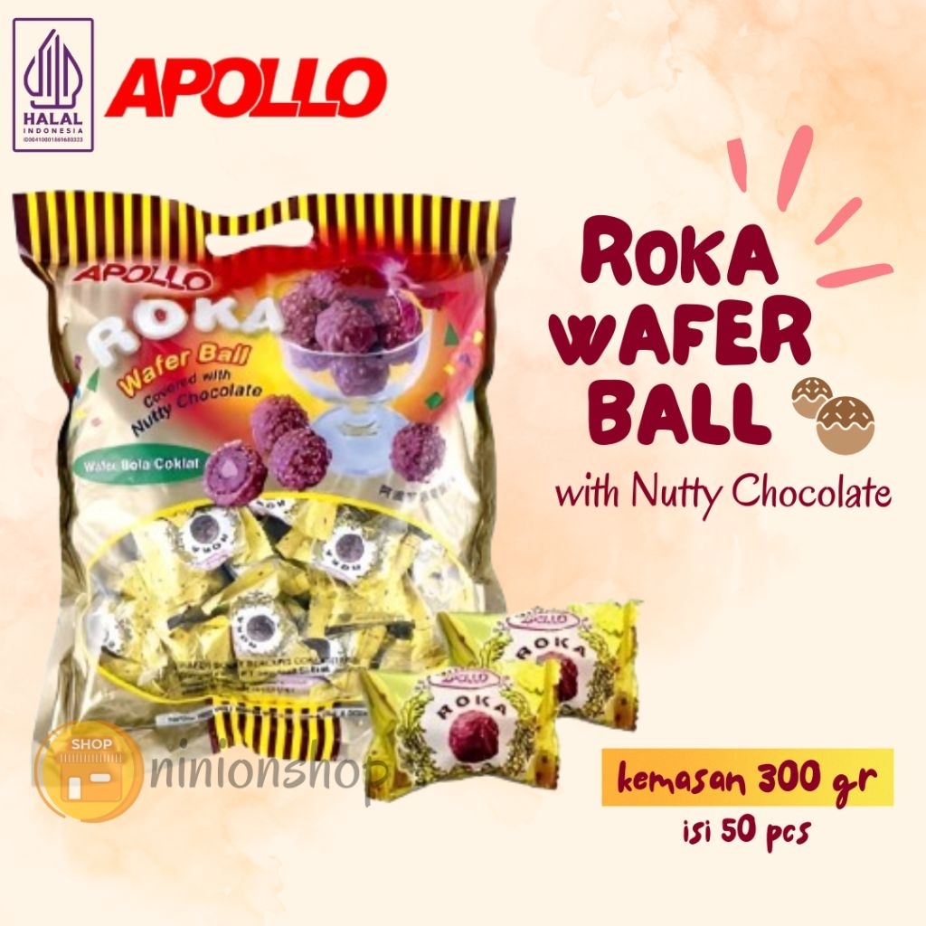 Jual APOLLO ROKA WAFER BALL kemasan 300gr isi 50pcs | Shopee Indonesia