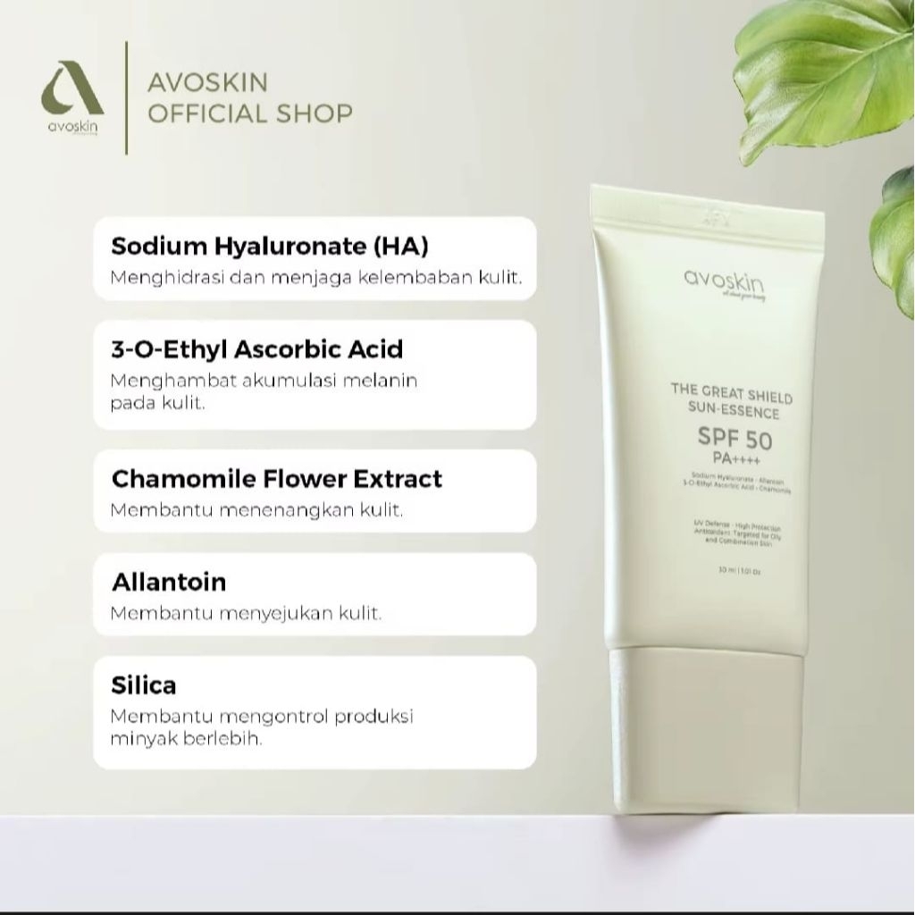 Jual EXP 2028 - AVOSKIN SUNSCREEN THE GREAT SHIELD SPF 50 PA++ | Shopee ...