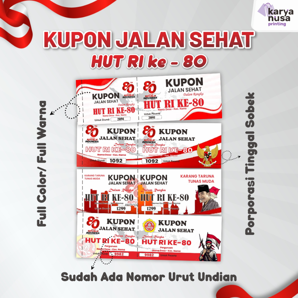 Jual Kupon Undian Jalan Santai 17 Agustus ( isi 50 ) Full Color ...