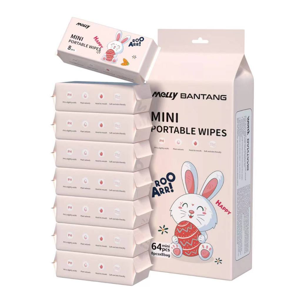 Tissue Basah Travel Size 1 Pack Isi 8 Bungkus/tisu Mini Anak /kartun/tisu Non Al - foto 2
