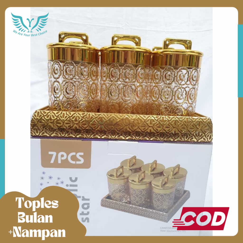 Jual Toples Motif Bulan Set / Toples Ukuran Large + Nampan 7 in 1 Box ...
