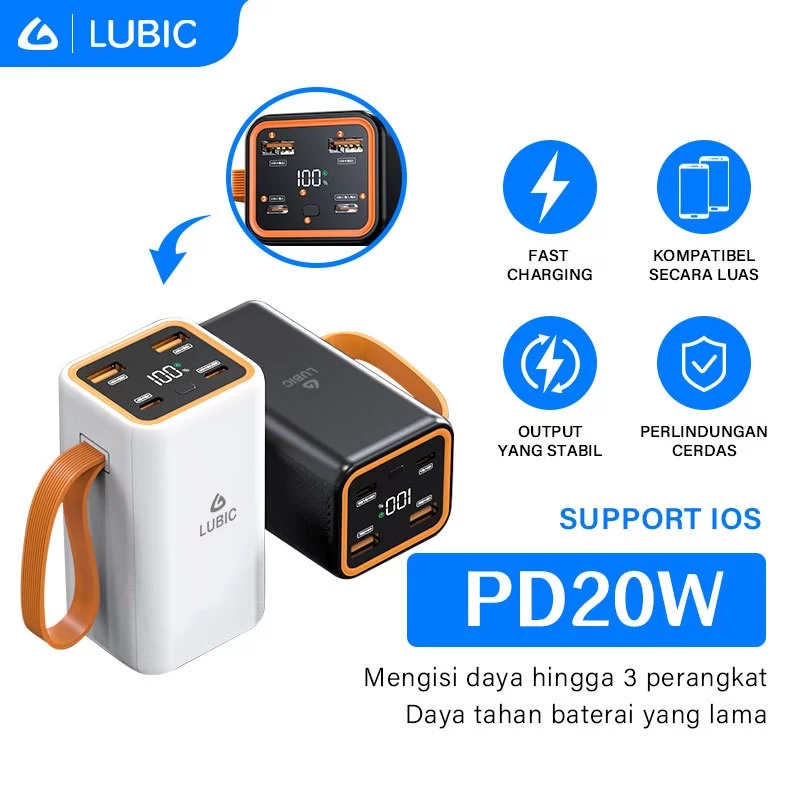 LUBIC Powerbank 20000mAh PD20W Fast Charging Dual USB Dual Tpye C LED Display Bank daya
