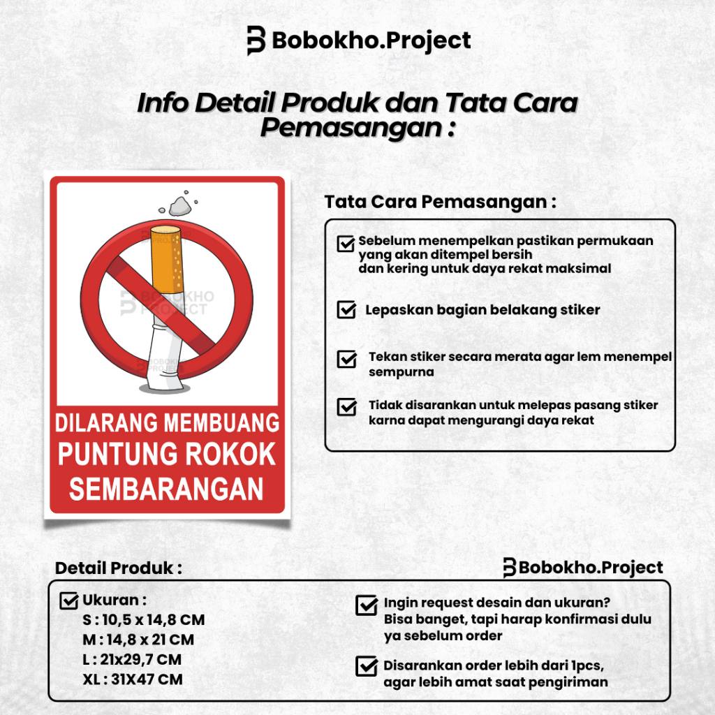 Jual Sticker Dilarang membuang puntung rokok sembarangan / Stiker buang ...
