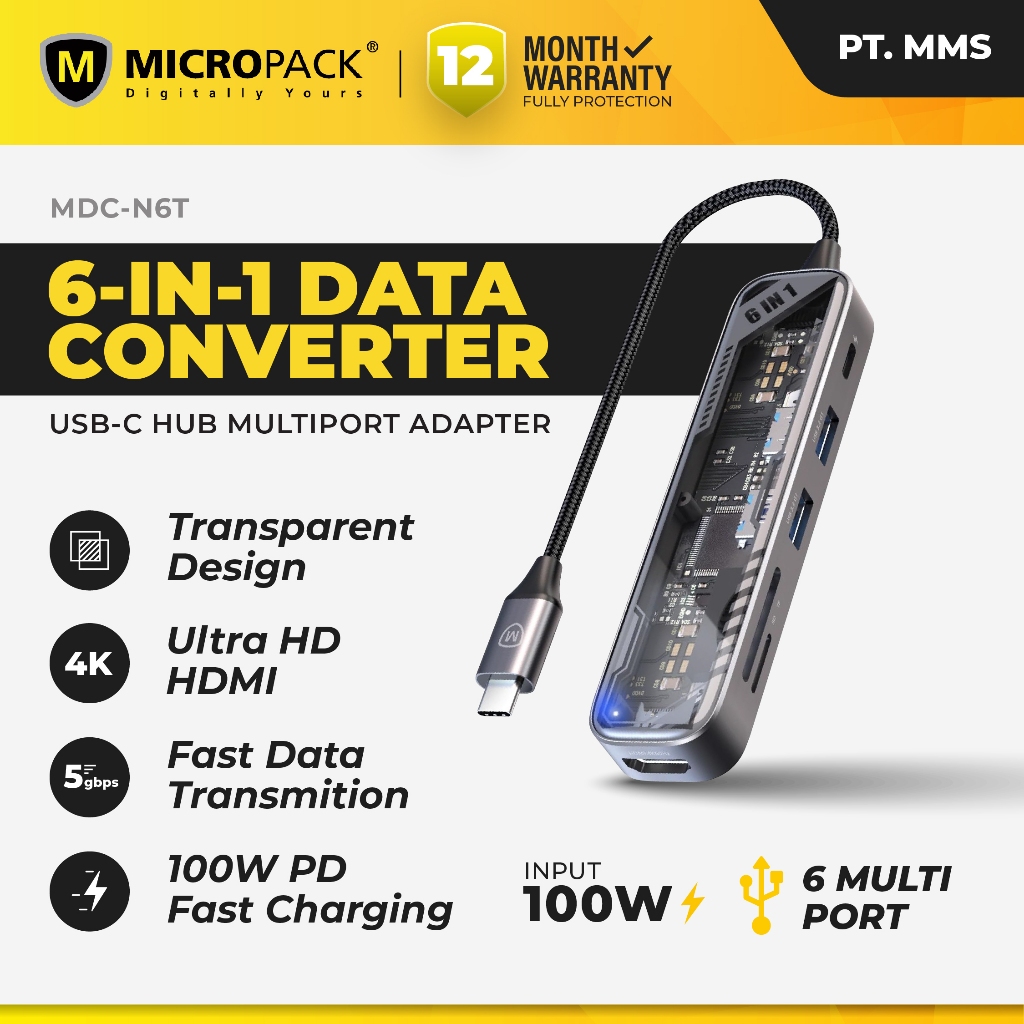 Jual MICROPACK- 100% ORIGINAL DATA CONVERTER USB-C HUB MULTIPORT ...