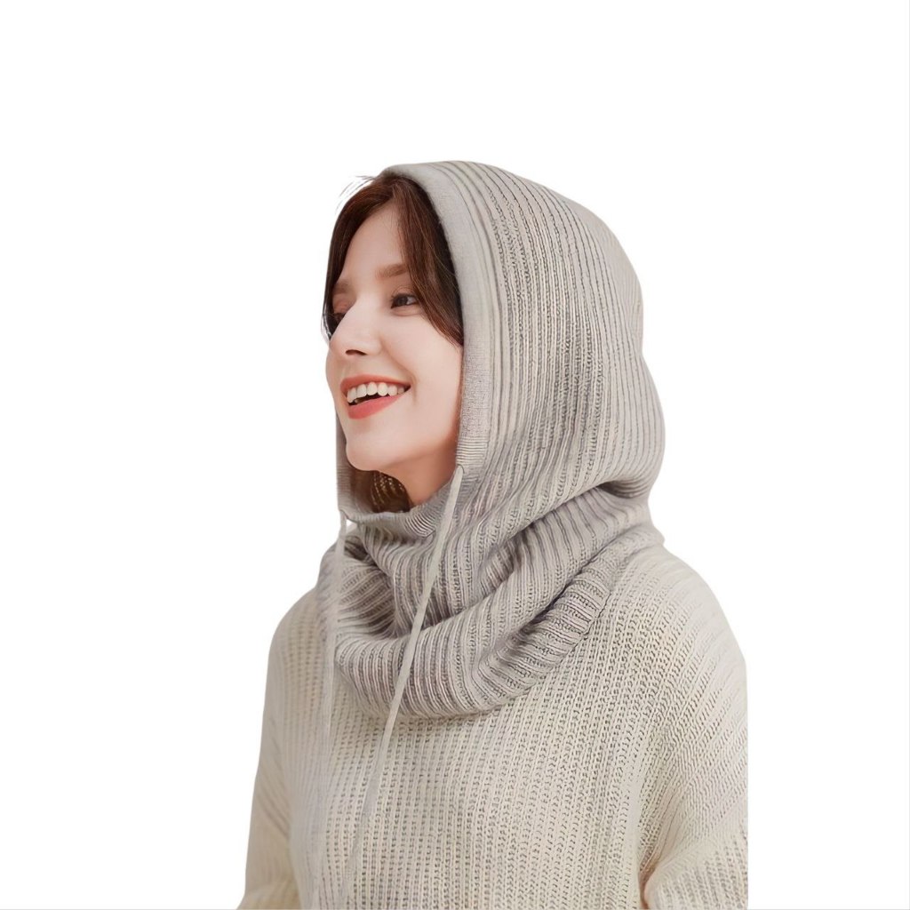Jual Kupluk rajut balaclava Rajut hijab instan hoodie wanita tebal ...