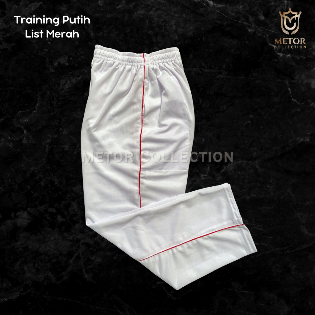 Jual Training Panjang Putih Garis Merah Training Panjang Putih List ...