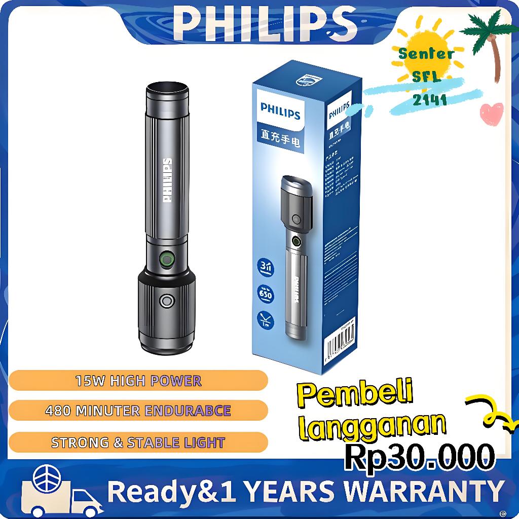 Jual 【Senter LED Philips】SFL2141 Tahan Air IPX4 650LM | USB-C Fast ...
