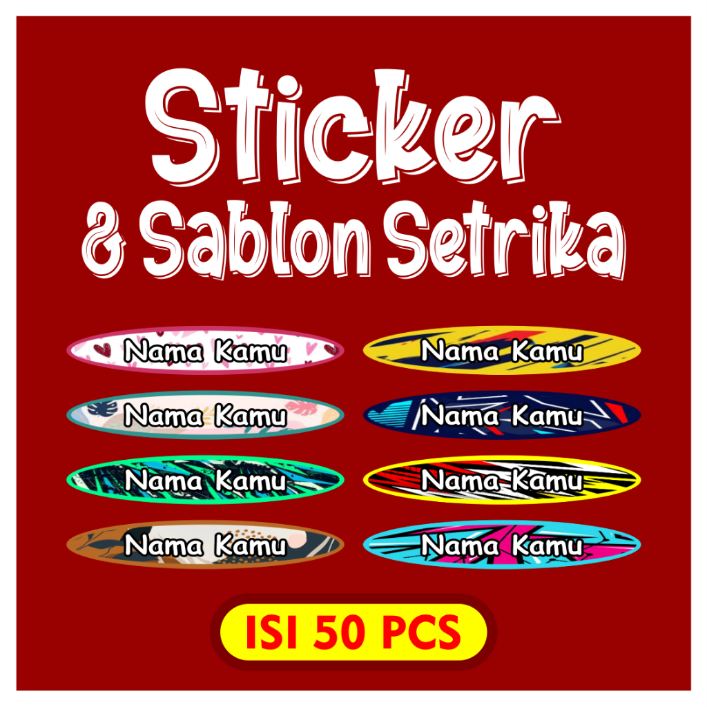 Jual Sticker Sablon setrika Label nama Custom isi 50 pcs - Viralnesia ...