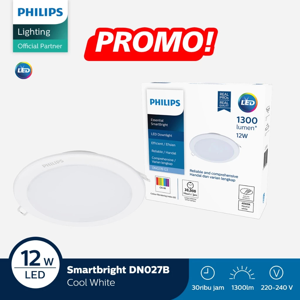 Jual Philips Lampu Downlight LED DN027B LED12/CW D150 RD Putih | Shopee ...
