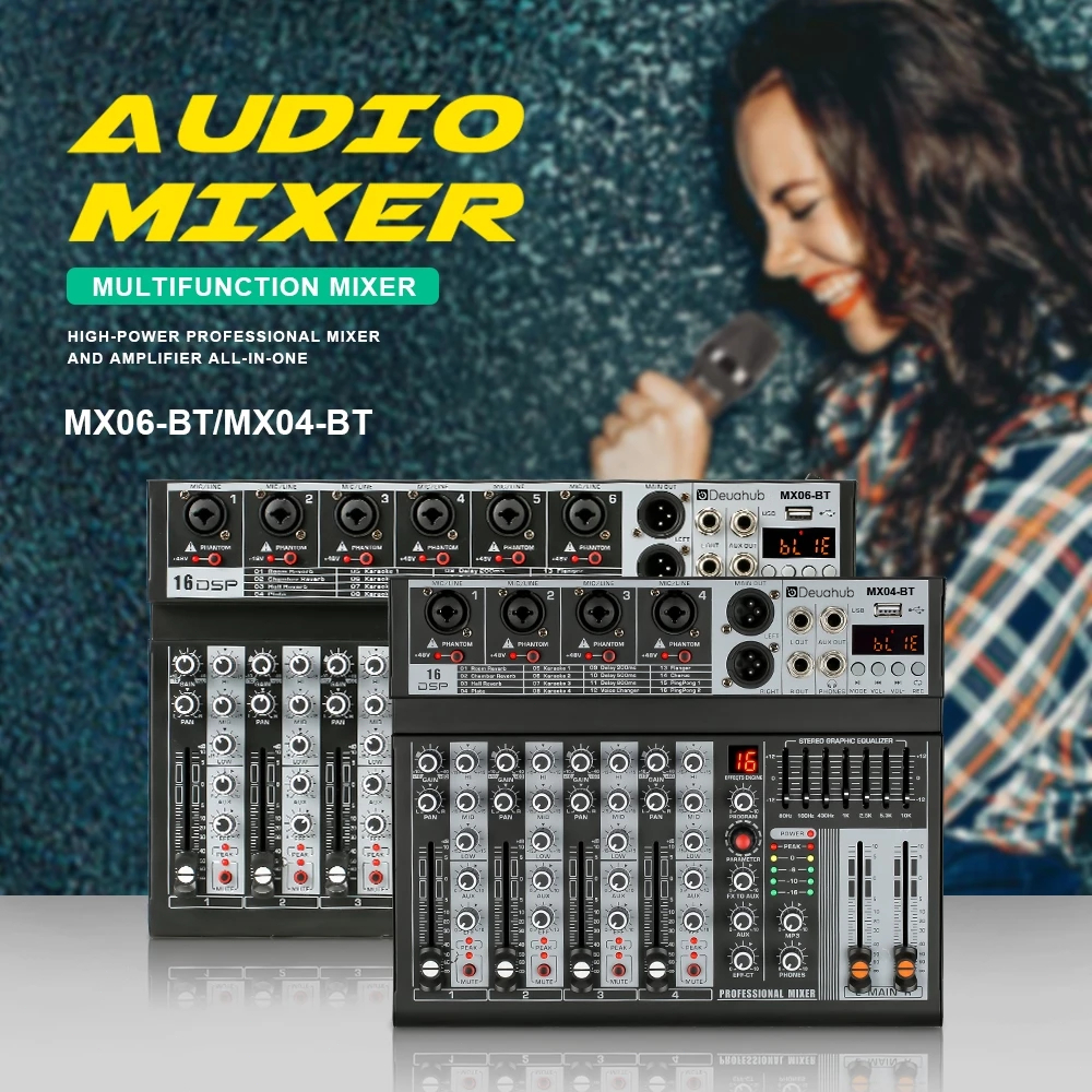 Jual Deuahub Audio Mixer MX04BT/MX06BT Professional 4/6-Channel EQ ...