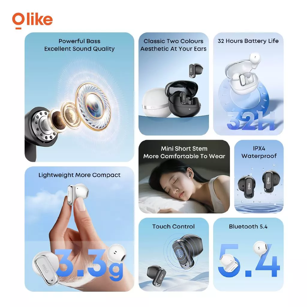 [NEW PRODUCT] OLIKE TWS T205 - Earphone Bluetooth 5.4 Playing Time Up To 32 Jam | Headset Stereo Bass Max , Waterproof IPX4