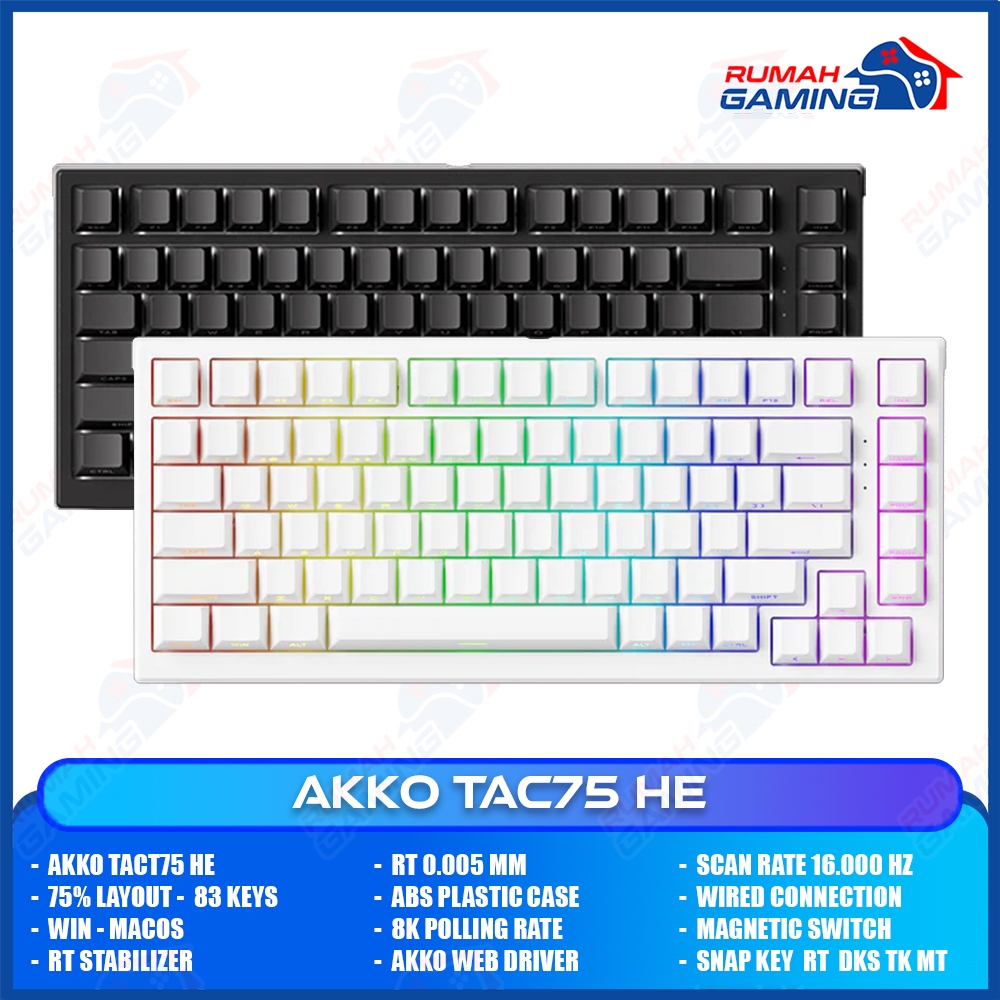 Akko Tac75 He Teclado Magnético Socd Rapid Trigger 75% Rgb Preto Inglês