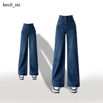 Highwaist Jeans Wanita Celana Panjang Wanita Celana Jumbo Korean Style Celana Kulot Straight