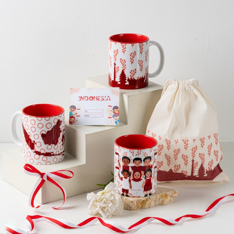 Seruni Living Hampers/ Kado berisi  Mug dan Pouch seri Merah Putih Nusantara-Edisi Spesial Kemerdekaan RI 17 Agustus