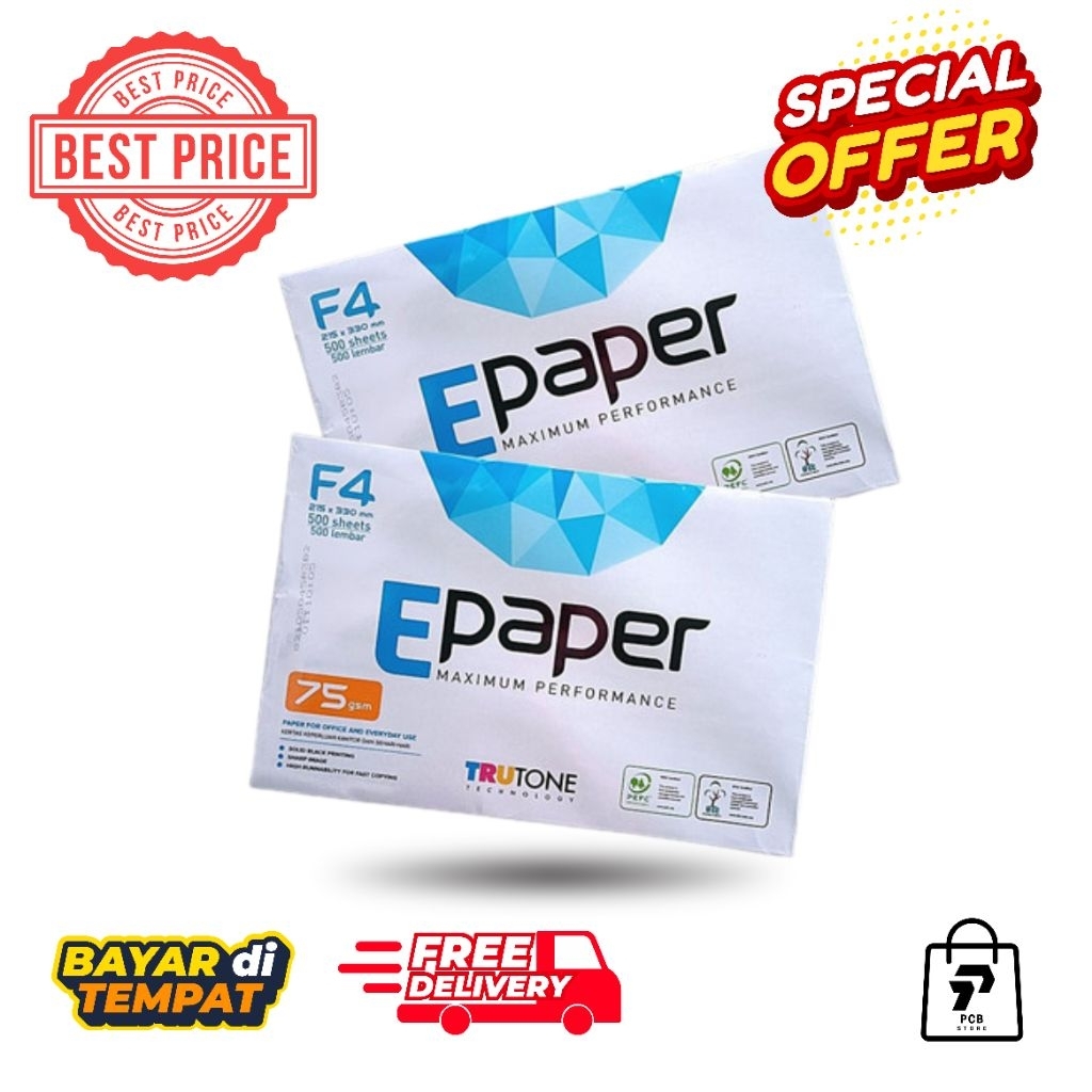 Jual Kertas HVS F4 A4 75gsm E-Paper 1 Rim (500 Lembar) GROSIR | Kertas ...