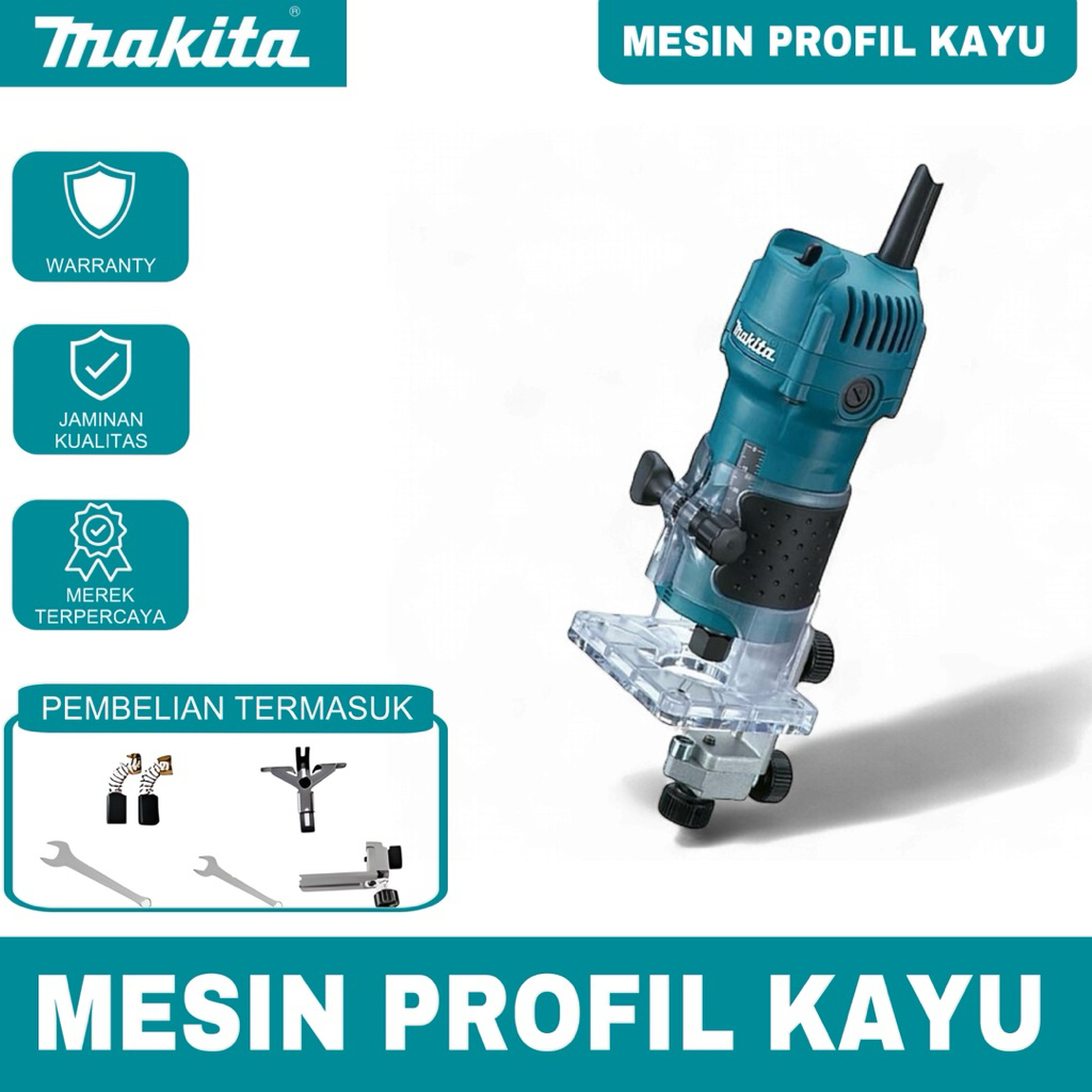 Jual Makita Trimmer 3709 Mesin Profil Kayu 6mm Presisi Halus Terbaik ...