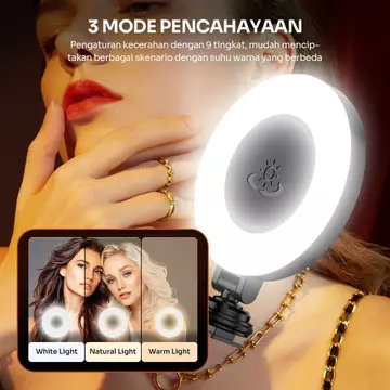 ROBOT RFL02 Lampu Selfie Ringlight Beauty Portable Fill In Light RGB With Gimbal Rotasi 360°
