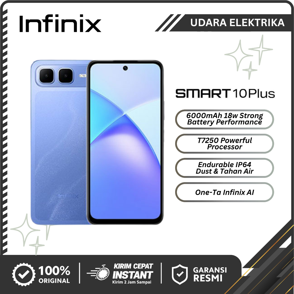 Jual Infinix Smart 10 Plus 8GB/128GB Baterai 6000mAh Layar Jernih