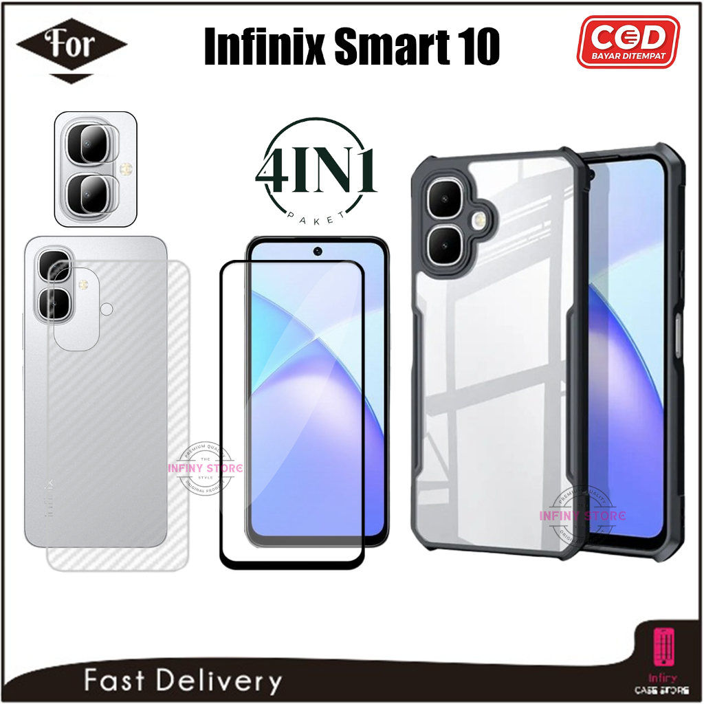 Jual Paket 4IN1 Case Infinix Smart 10 10 Plus SoftCase Fusion ...