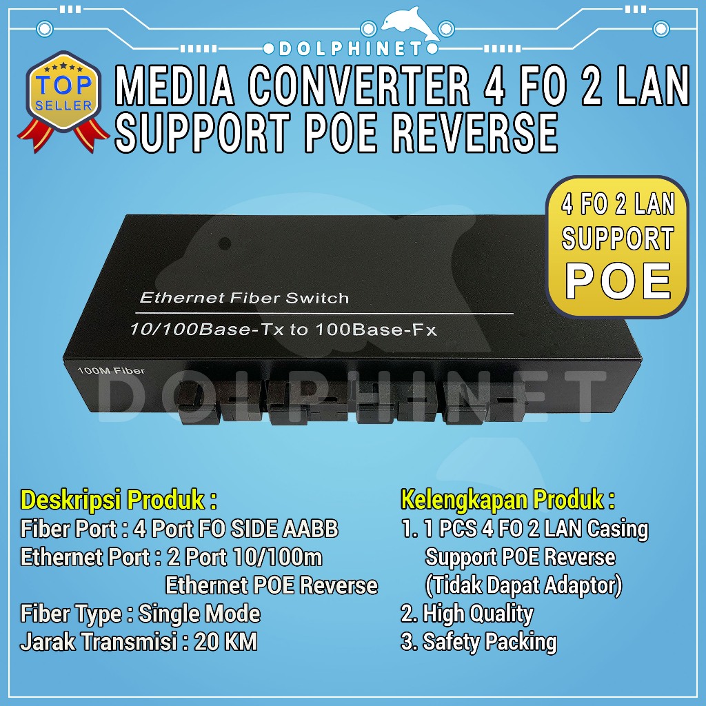 Jual Media Converter 4 FO 2 LAN 4 SC 2 RJ45 4F2E 10/100 Mbps Full Body ...