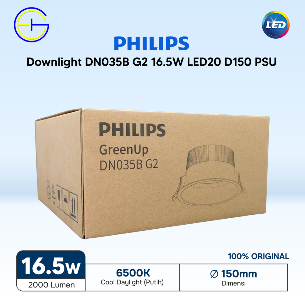 Jual Lampu LED Downlight DN035B G2 Philips 16.5W LED20 D150 PSU ...