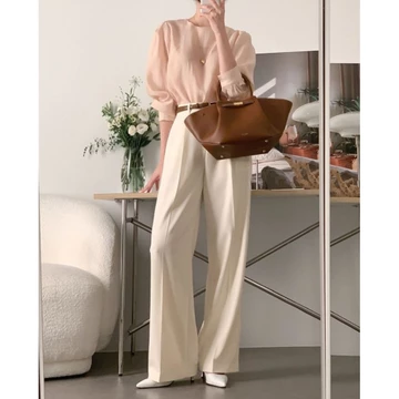VIONA PANTS Loose Pants Wanita Jumbo Celana Kulot Highwaist Bahan Semiwoll Elegan