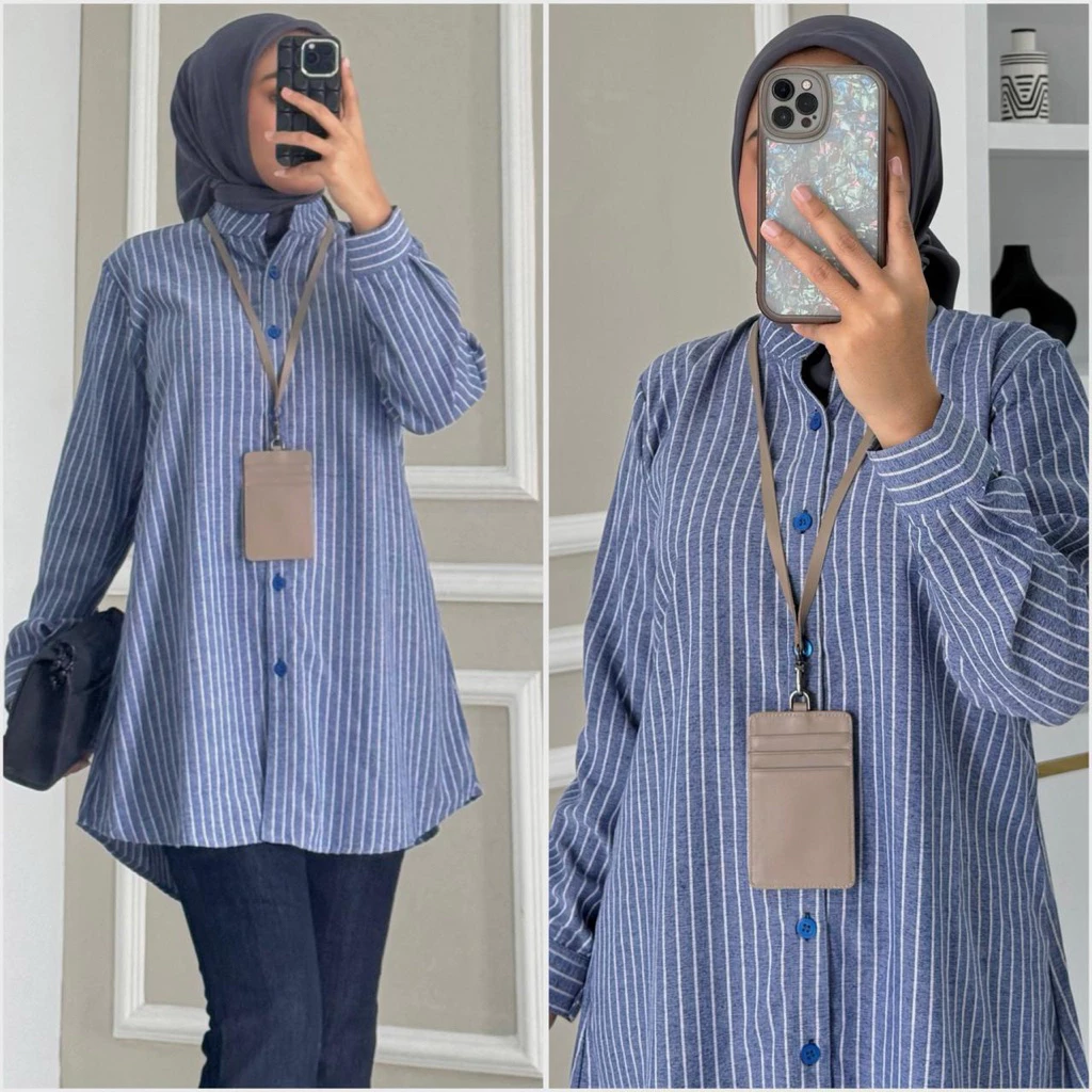 Irena Blouse Wanita Muslim Katun Poplin Zalfa