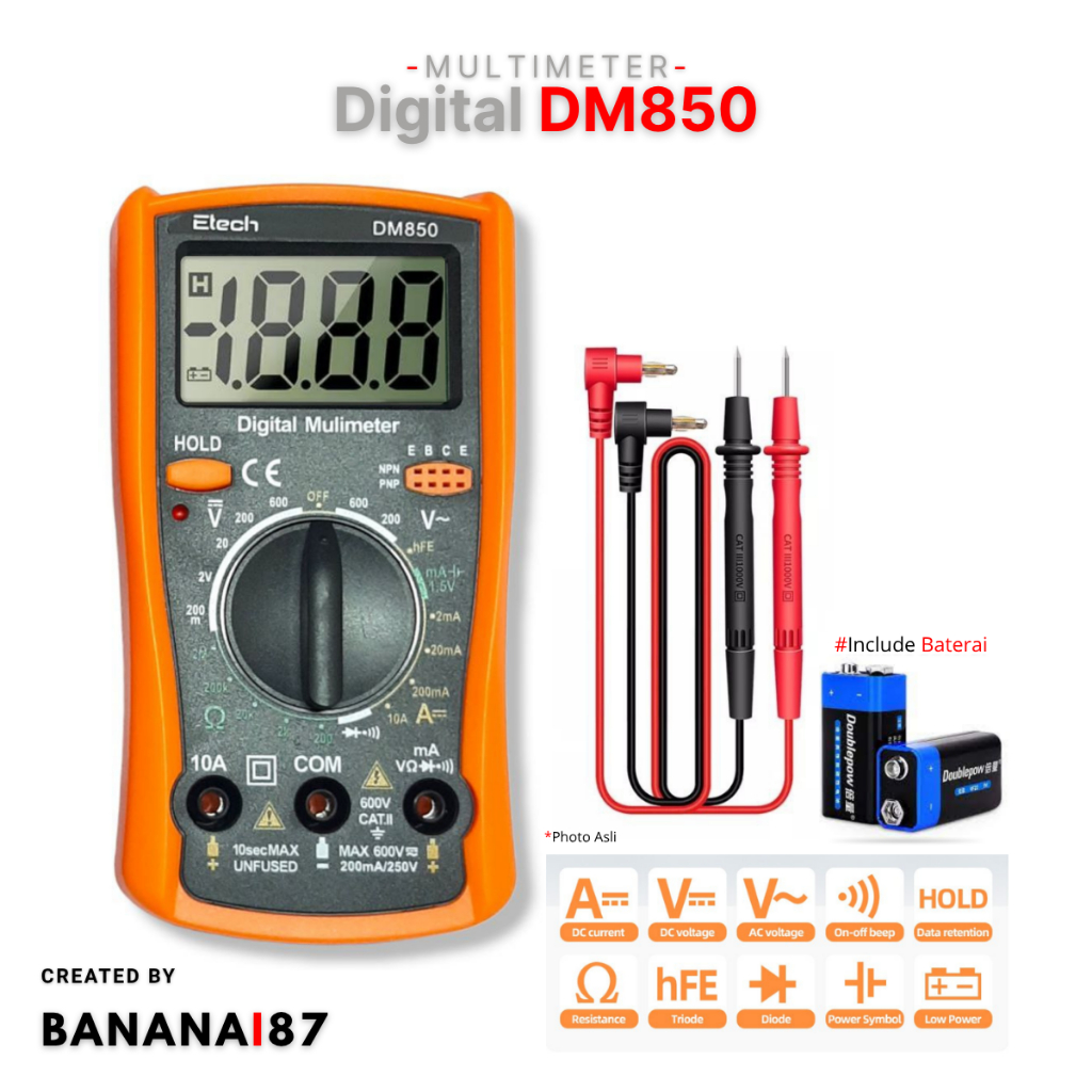 Jual Multimeter Digital Multitester DM850 Alat Ukur Tegangan Arus ...
