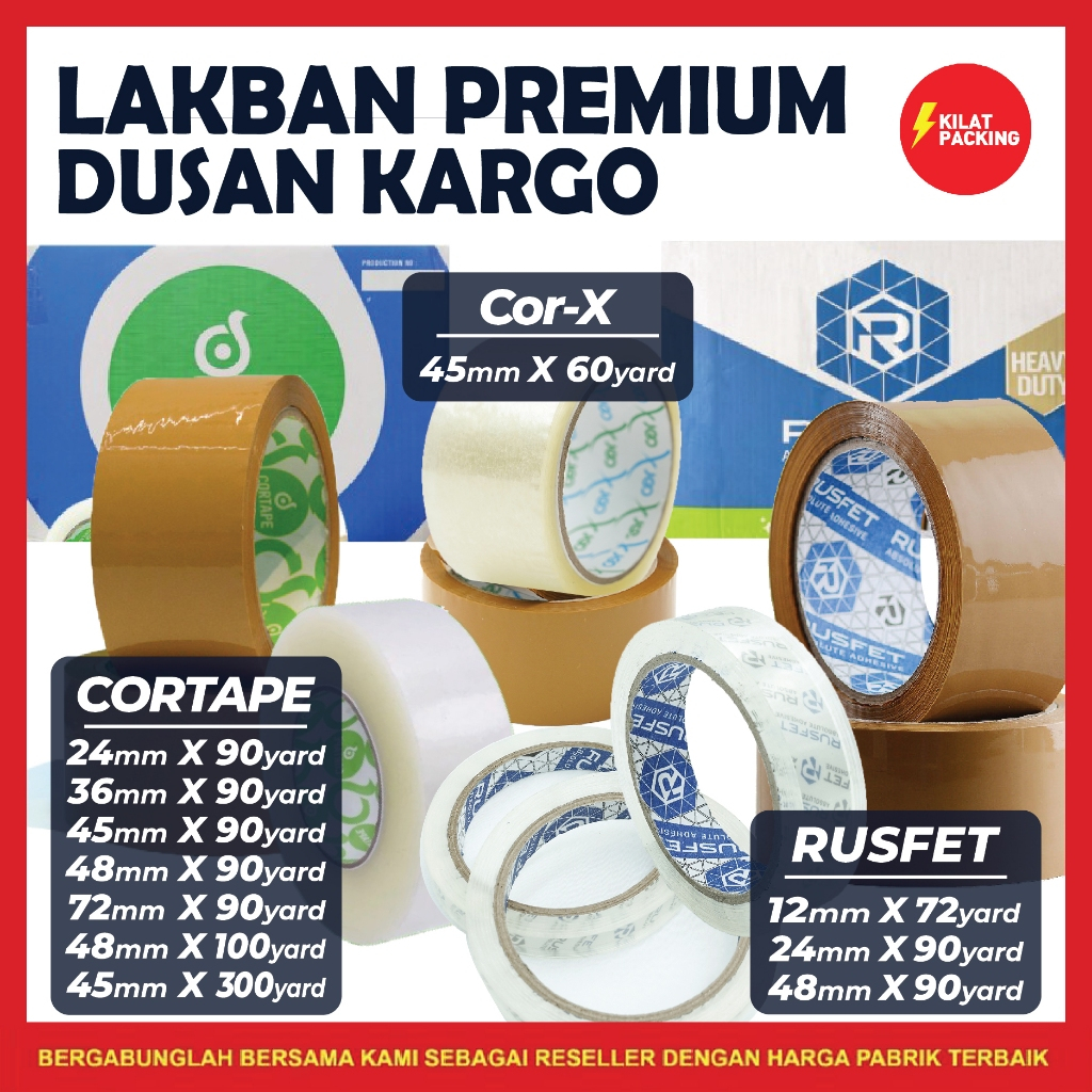 Jual Lakban Cortape Rusfet Plakban Isolasi Grosir Per Dus Kargo ...