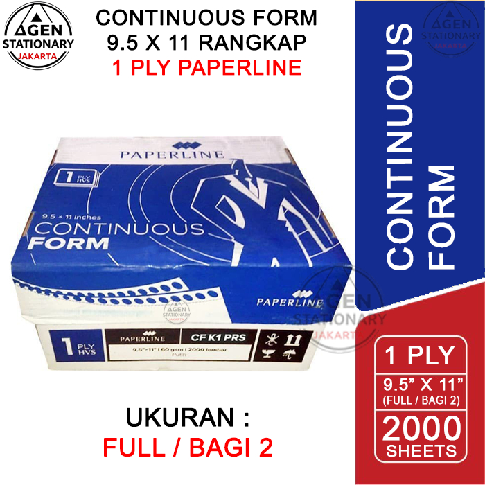 Jual KERTAS CONTINUOUS FORM PAPERLINE 9.5 X 11 1 PLY FULL BAGI 2 PRS ...