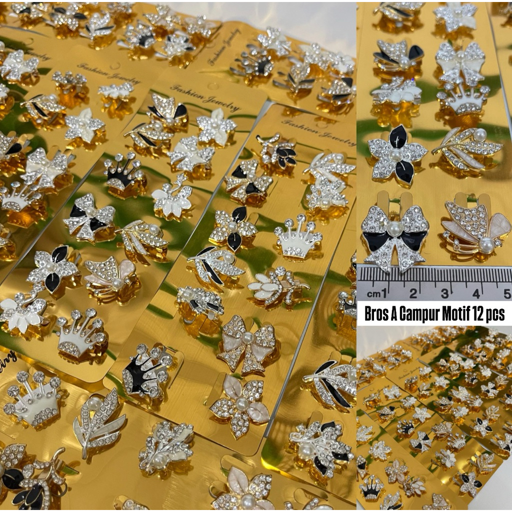 Jual 12 pcs Bros Pin Motif 2,5 cm - 3 cm / Bros 2,5cm - 3cm / Bros Dagu ...
