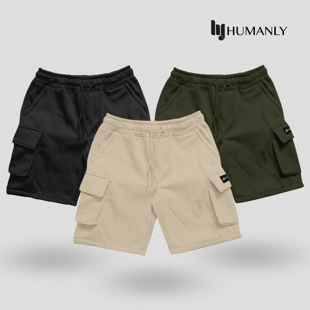 Jual HUMANLY.CO - Promo 3 Pcs Celana Cargo Pendek Stretch Matt Fleece ...