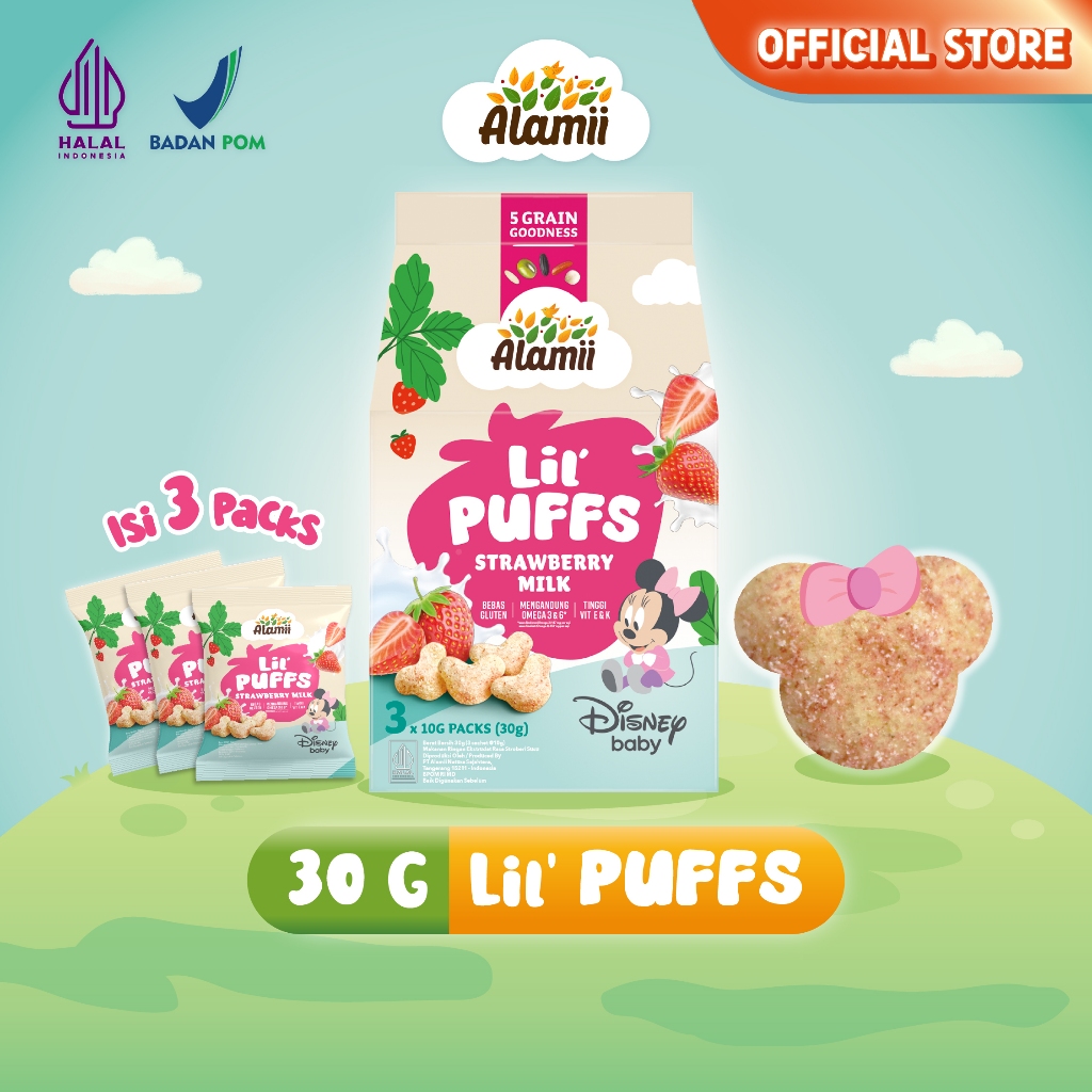 Jual Alamii Lil' Puffs Disney Edition - Strawberry Milk 30g (3 packs x ...