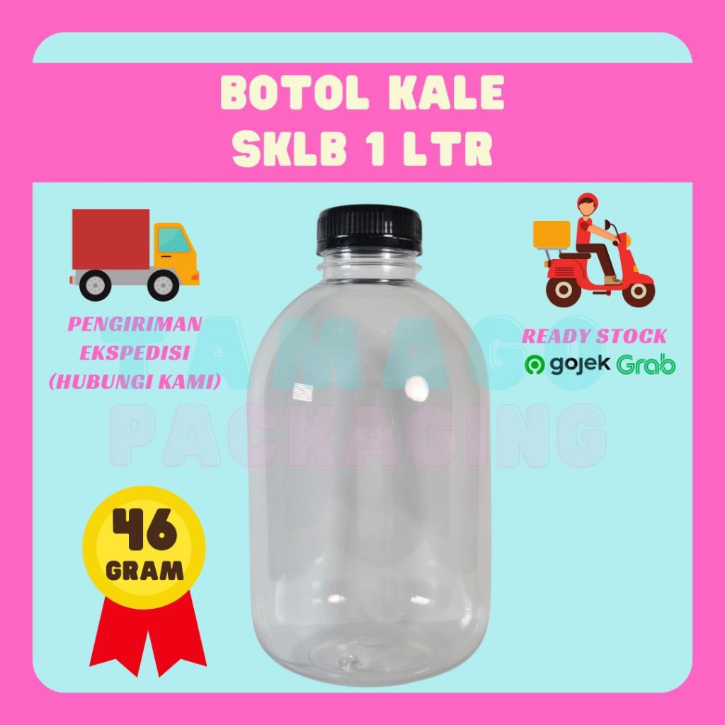 Jual Botol Gendut SKLB 1000 ml Botol Kale Plastik Sirup Kopi Juice Jus ...