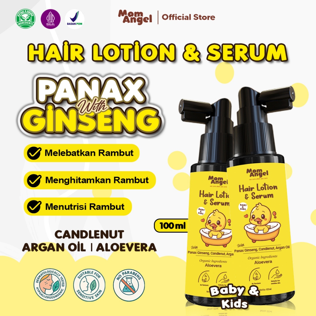 MOM ANGEL Hair Lotion & Serum 100ml With Panax Ginseng Aloevera & Argan Oil