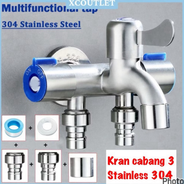 Jual KRAN CABANG 3 STAINLESS SUS 304/ Kran keran cabang stainless steel ...