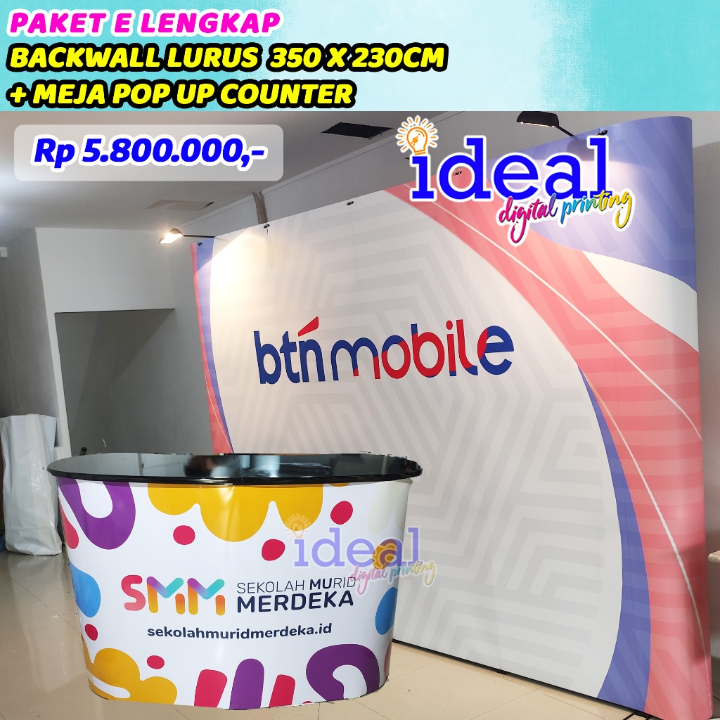 Jual PAKET Backwall Backdrop pameran portable modul 3x4 LURUS + MEJA ...