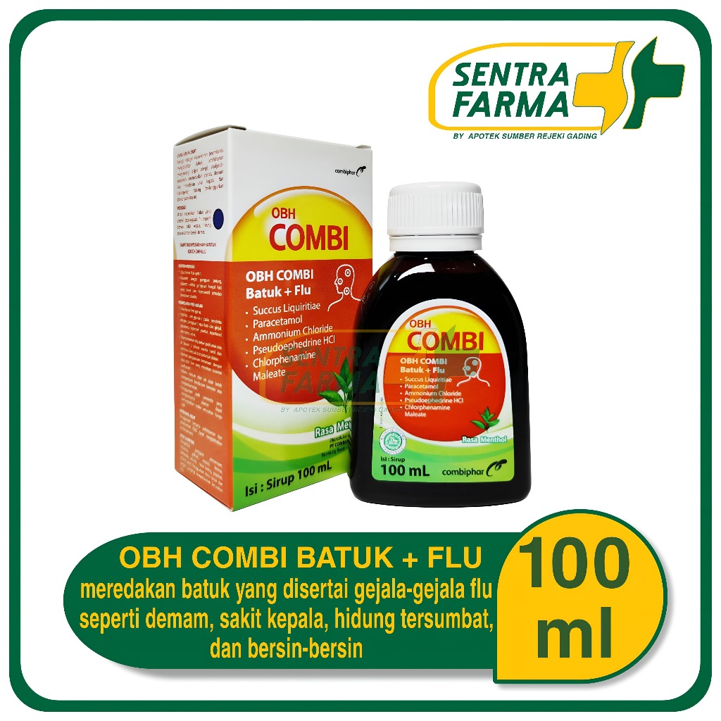 Jual OBH Combi Batuk Plus Flu Menthol untuk Meredakan Batuk & Flu (100 ...
