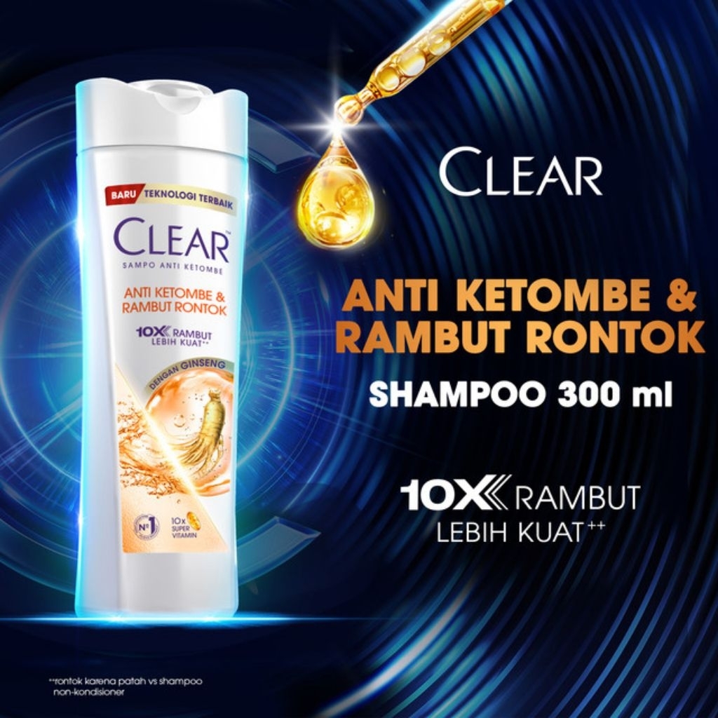 Jual 300ml Clear Sampo Anti Ketombe & Rambut Rontok Shampoo Shampo