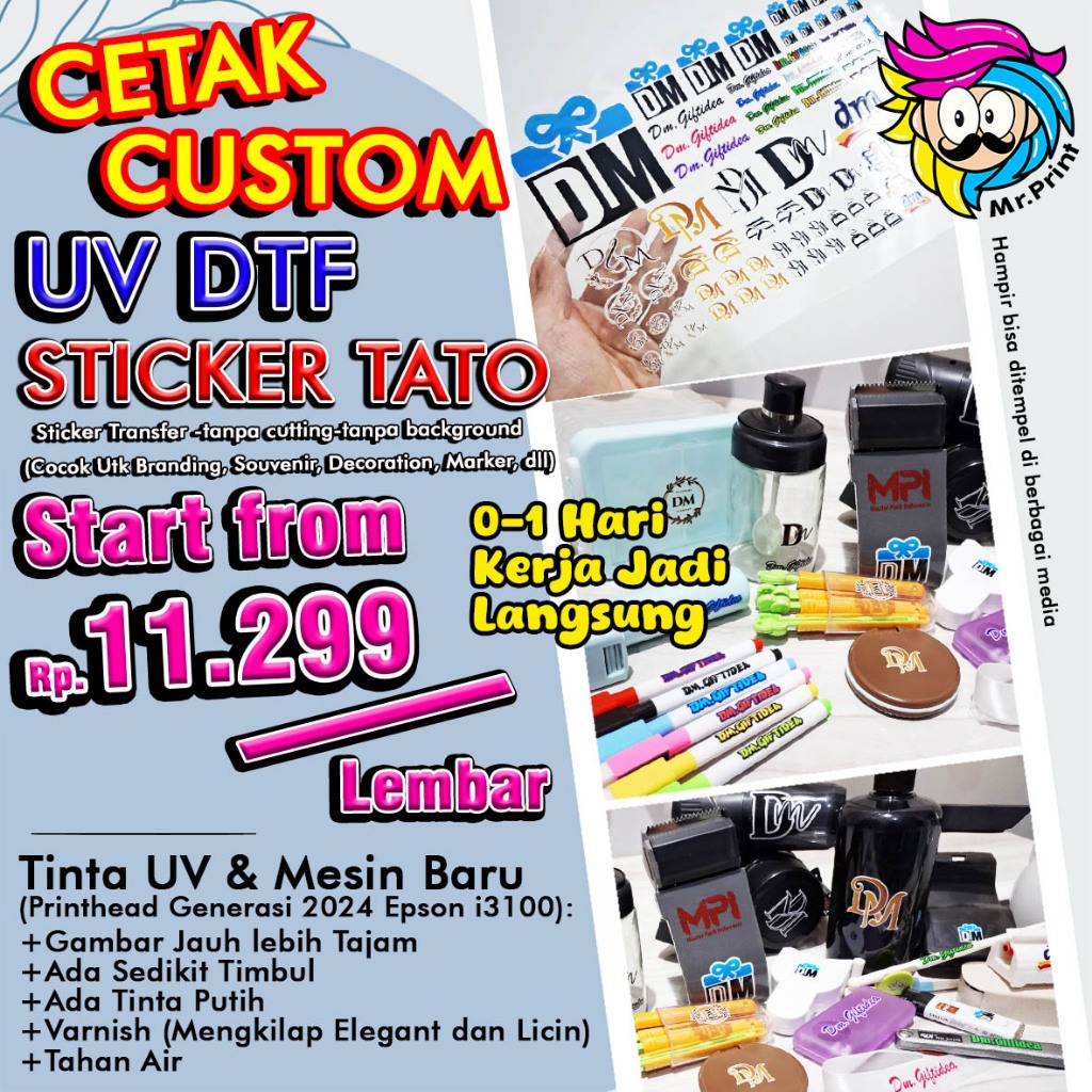 Jual Cetak Stiker Sticker UV DTF Ultraviolet Direct to Film Kuat Cara ...