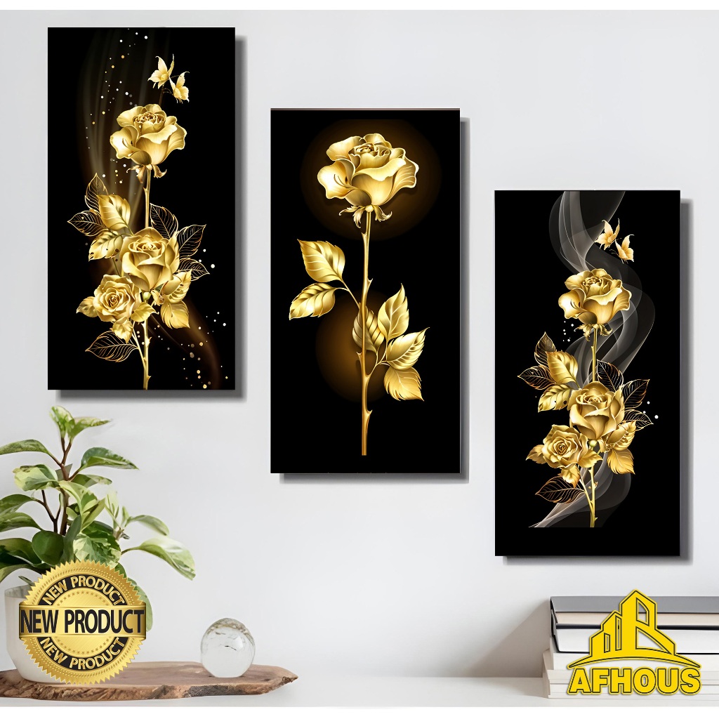TERMURAH HIASAN DINDING BUNGA KAMAR RUANG TAMU ( 15X30 ) DEKORASI AESTHETIC POSTER KAYU AESTHETIC