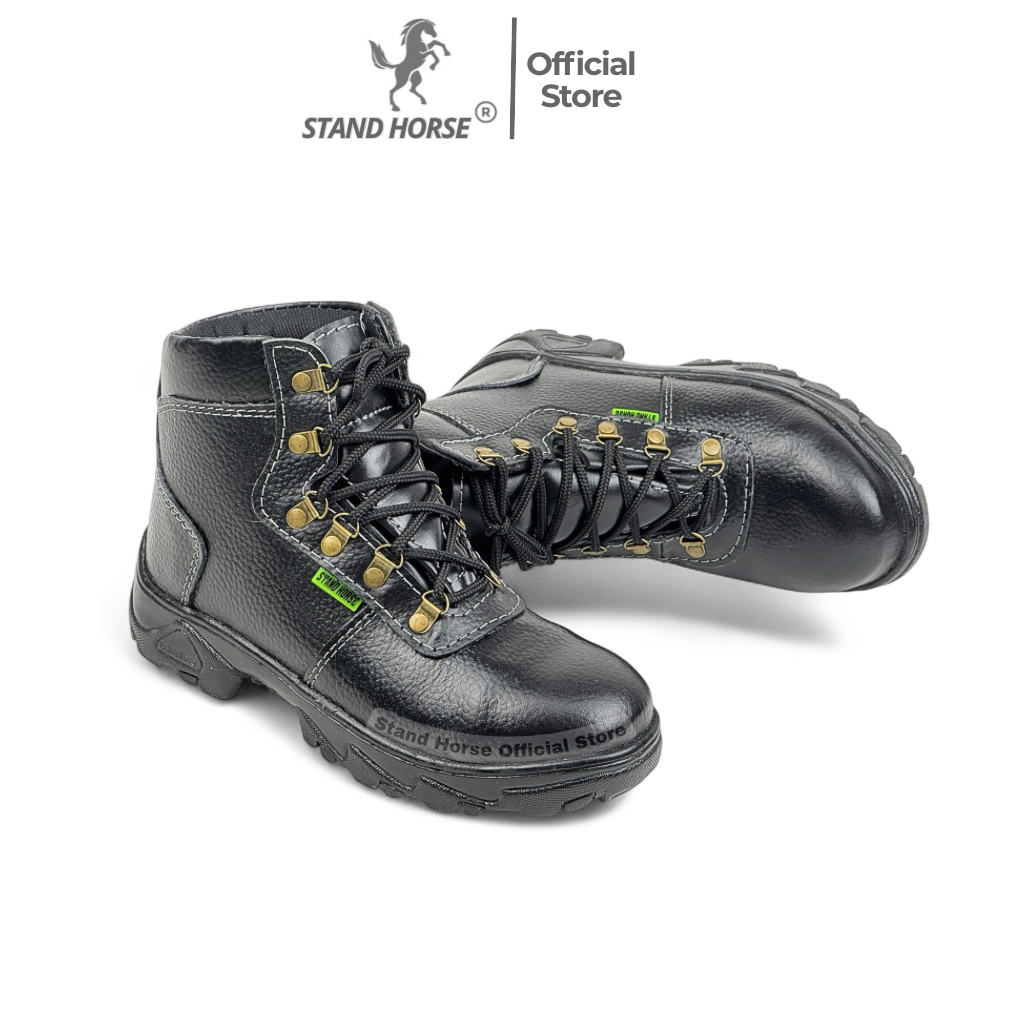 Jual STAND HORSE Sepatu Safety Shoes Pria 808 Kulit Sapi Ujung Besi ...