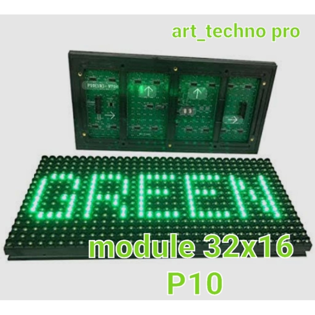 Jual led P10 module running text outdoor 32x16 warna green/hijou ...