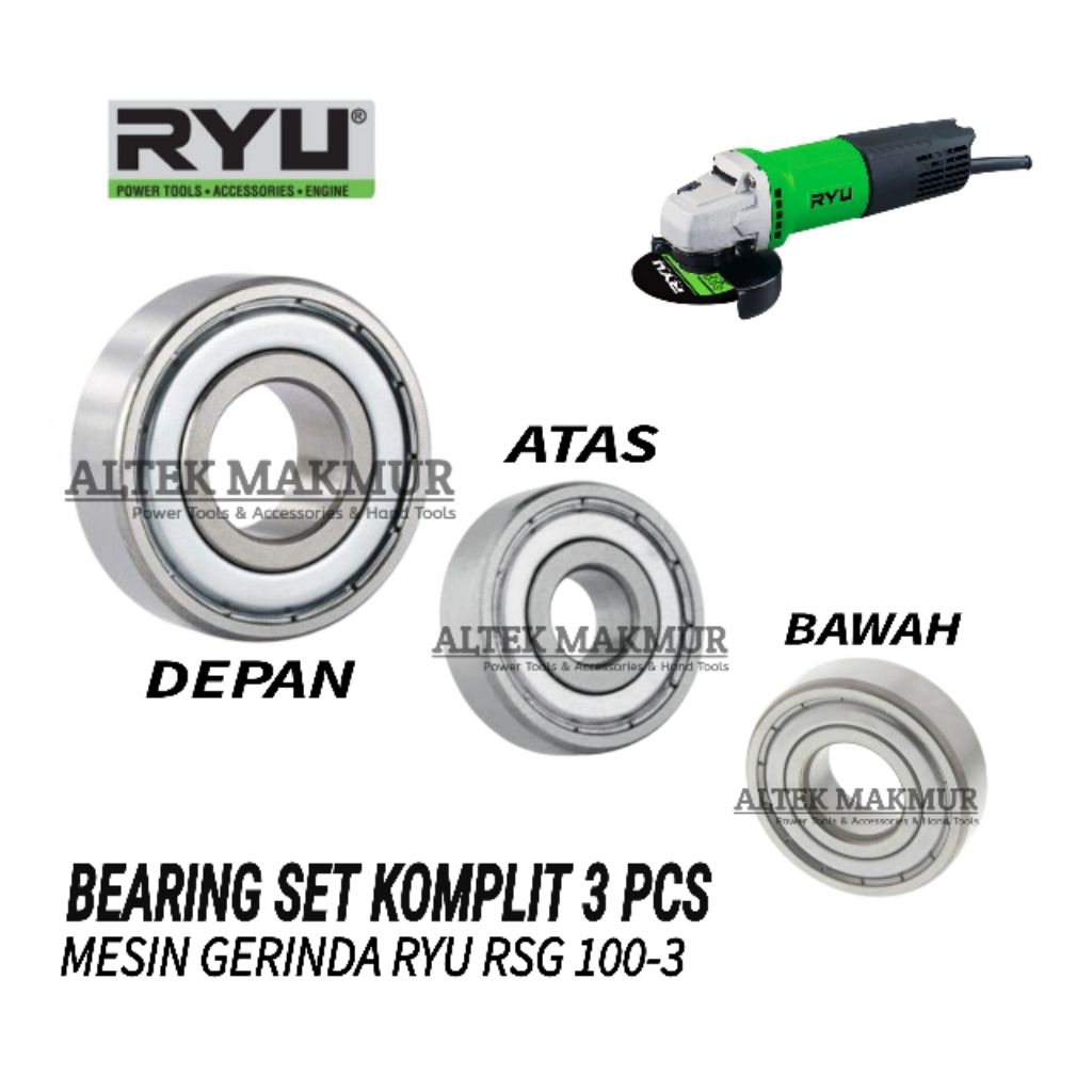 Jual Sparepart Bearing Set 3 PCS Mesin Gerinda RYU RSG 100-3 / Bering ...