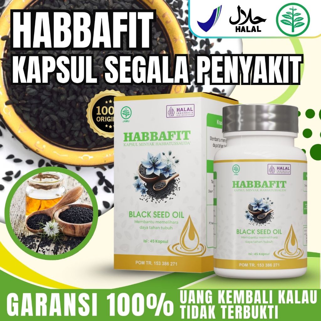 HABBAFIT Kapsul Habbatussauda Penyembuh Segala Penyakit Penurun Kolesterol dan Darah Tinggi Alergi BPOM